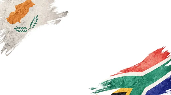 Drapeaux de Chypre et d'Afrique du Sud sur fond blanc — Photo